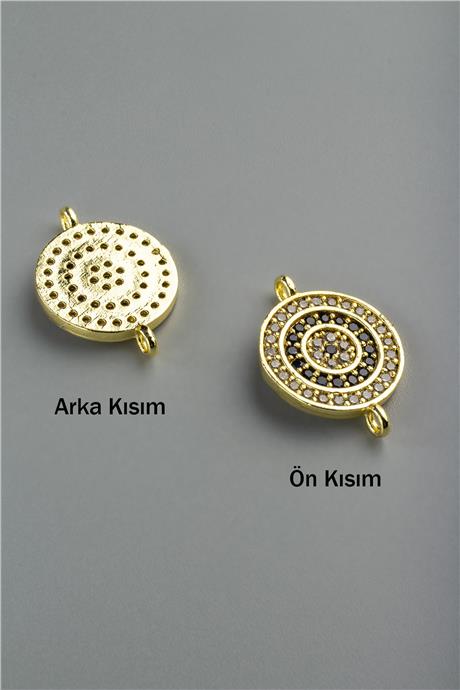 Zirkon Gold Yuvarlak Nazar Turkuaz Laci 19mm Takı Aparatı