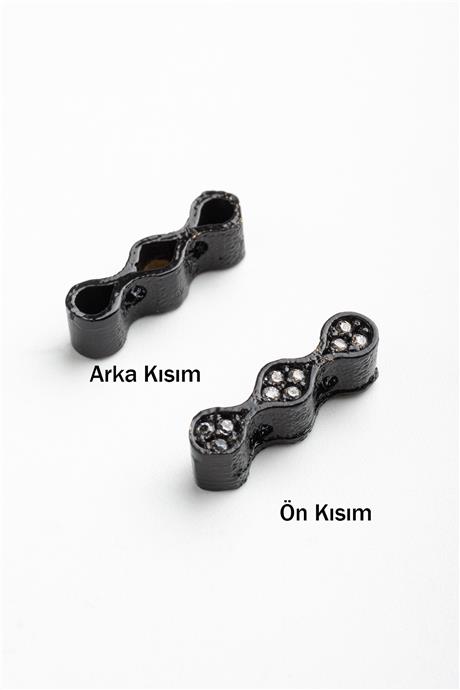 Zirkon Siyah 3 Göz Çift Delik 4x14mm Takı Aparatı