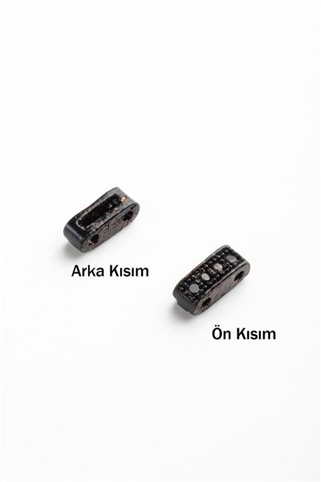 Zirkon Siyah Dikdörtgen Çift Delik 6x2mm Takı Aparatı
