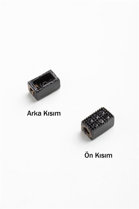 Zirkon Siyah Dikdörtgen Tek Delik 3x5mm Takı Aparatı