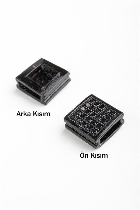 Zirkon Siyah Kanallı Kare Tek Delik 9x9mm Takı Aparatı