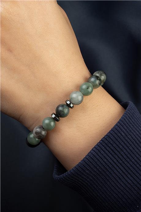 Zümrüt Doğal Taş Küre Kesim 8mm Bileklik