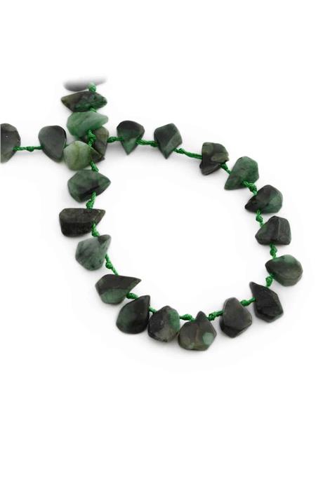 Zümrüt Doğal Taş Parlak Koyu Yeşil Yassı Damla Kesim 12x9mm Dizi [AA]