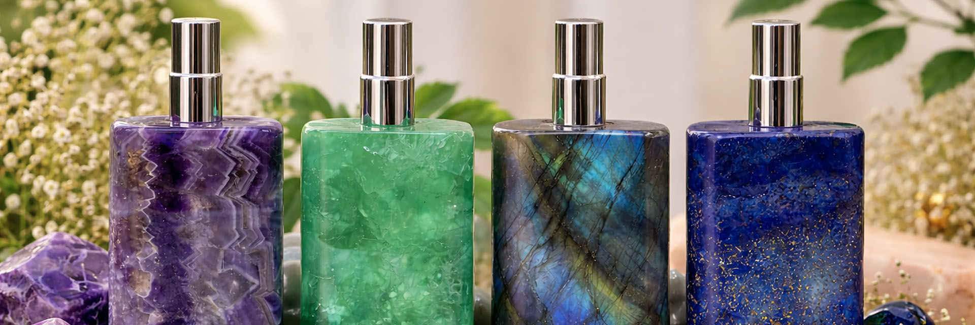 Doğal taşlı parfüm şişesi