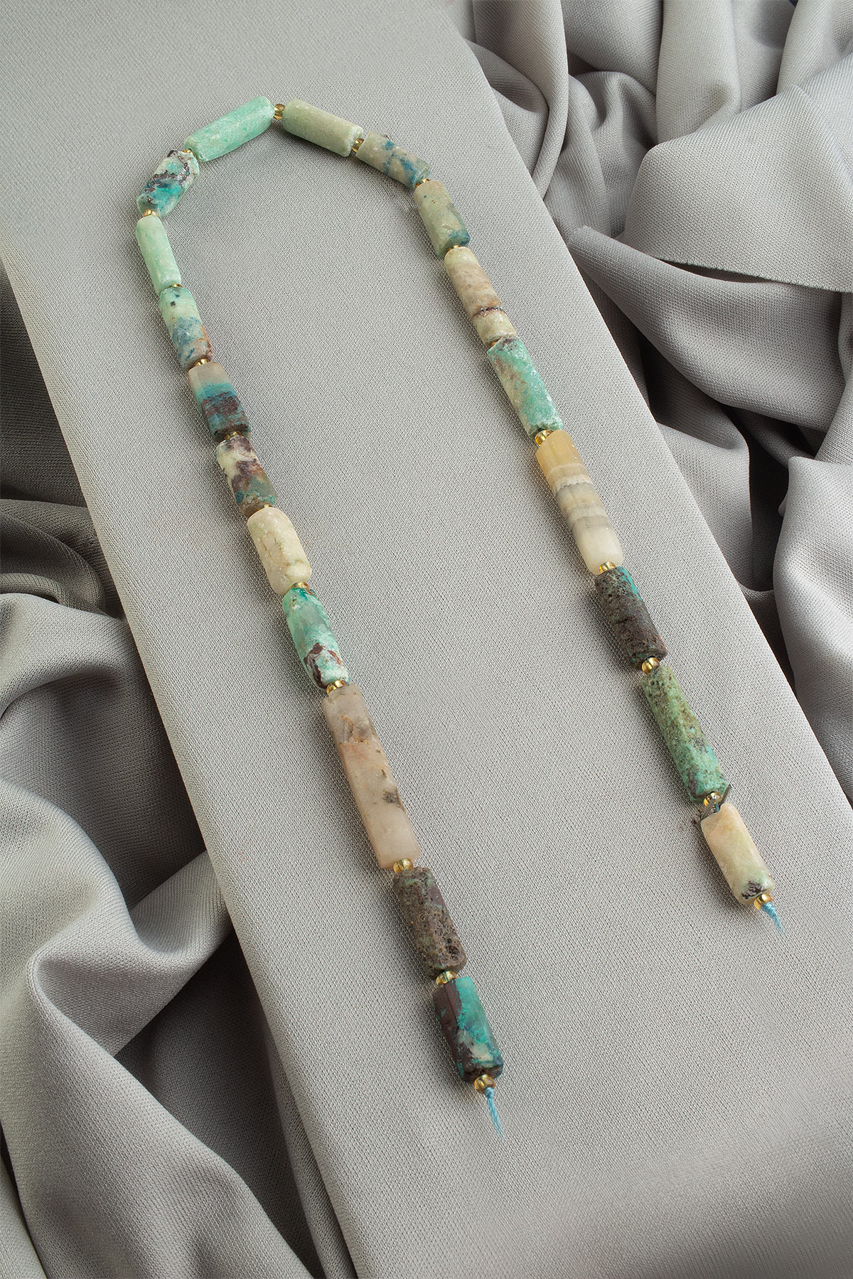 Afrika Turkuaz Doğal Taş Köşeli Silindir Kesim 7x27mm Dizi