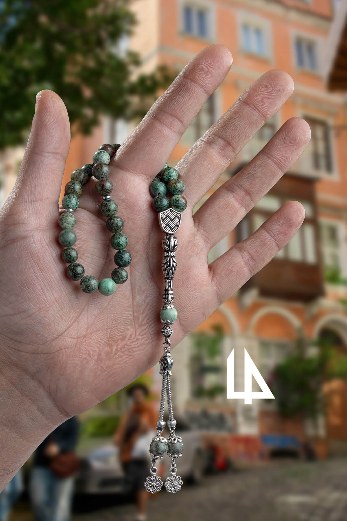 Afrika Turkuaz Doğal Taş Küre Kesim 33 lü 8mm Tesbih