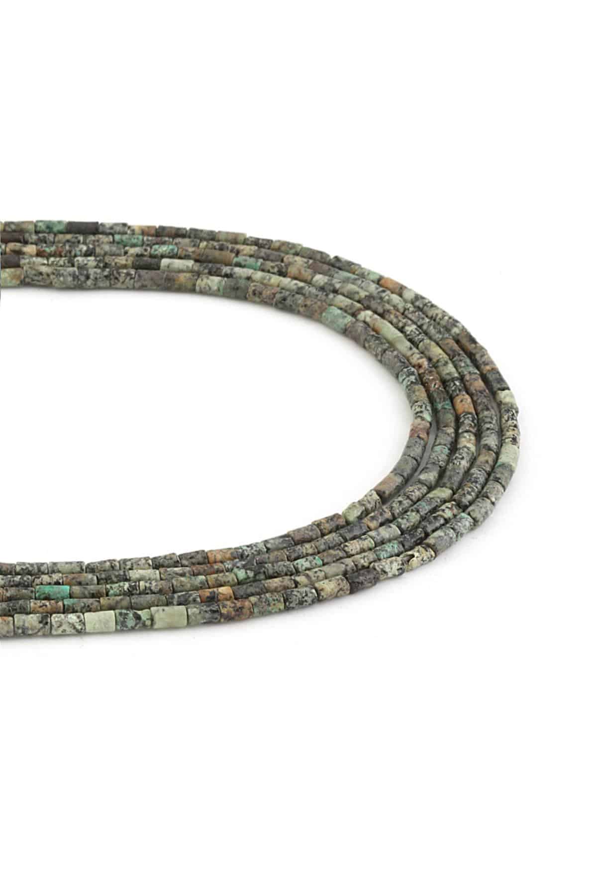 Afrika Turkuaz Doğal Taş Parlak Silindir Kesim 2x4mm Dizi [AA]