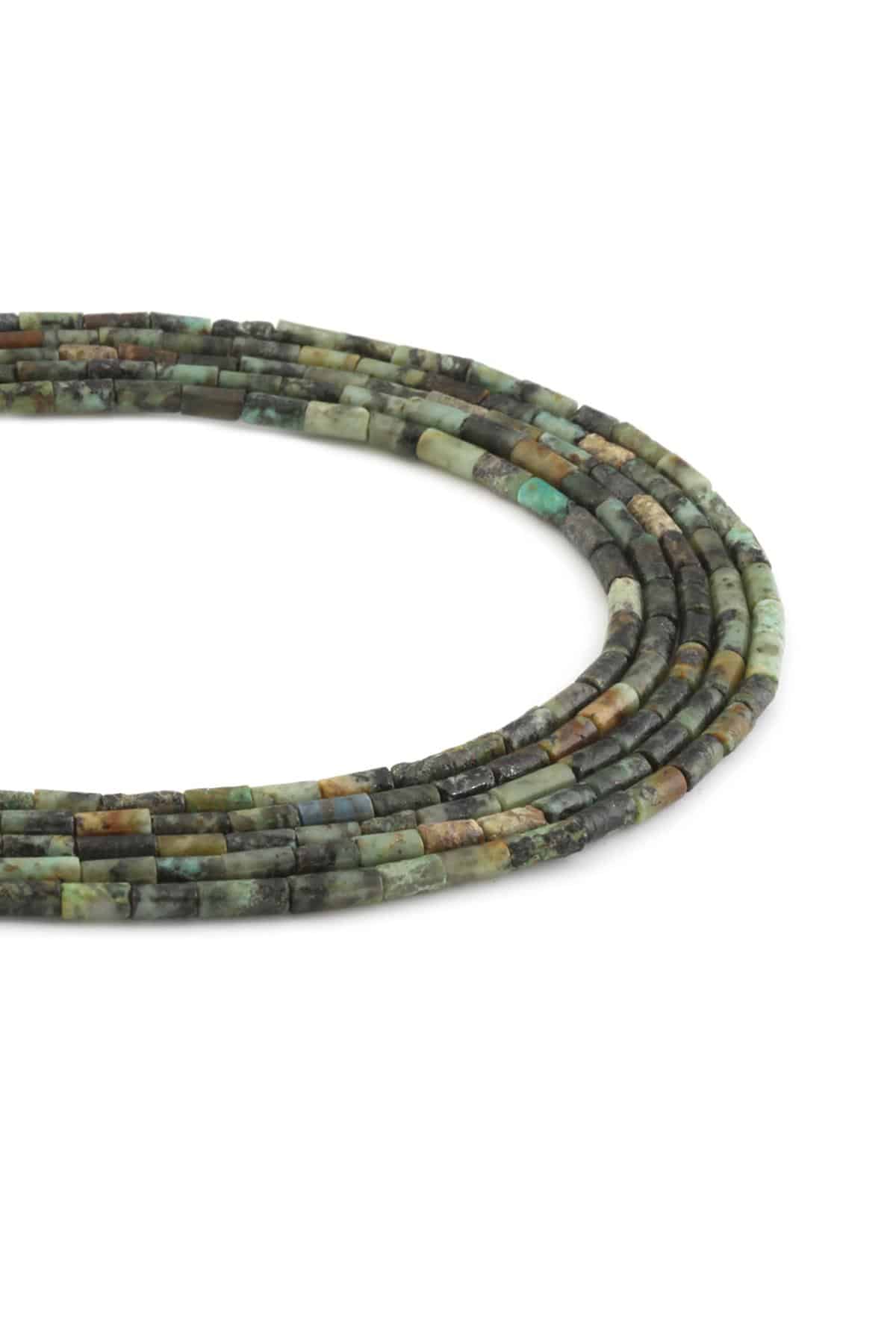 Afrika Turkuaz Doğal Taş Parlak Silindir Kesim 3x6mm Dizi [AA]
