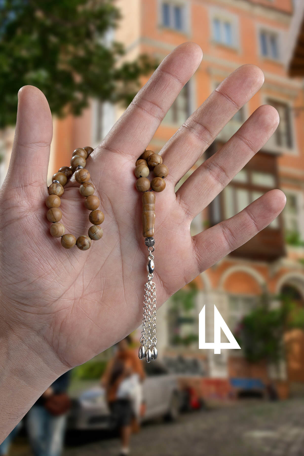 Ağaç Jasper Doğal Taş Küre Kesim 33 lü 8mm Tesbih