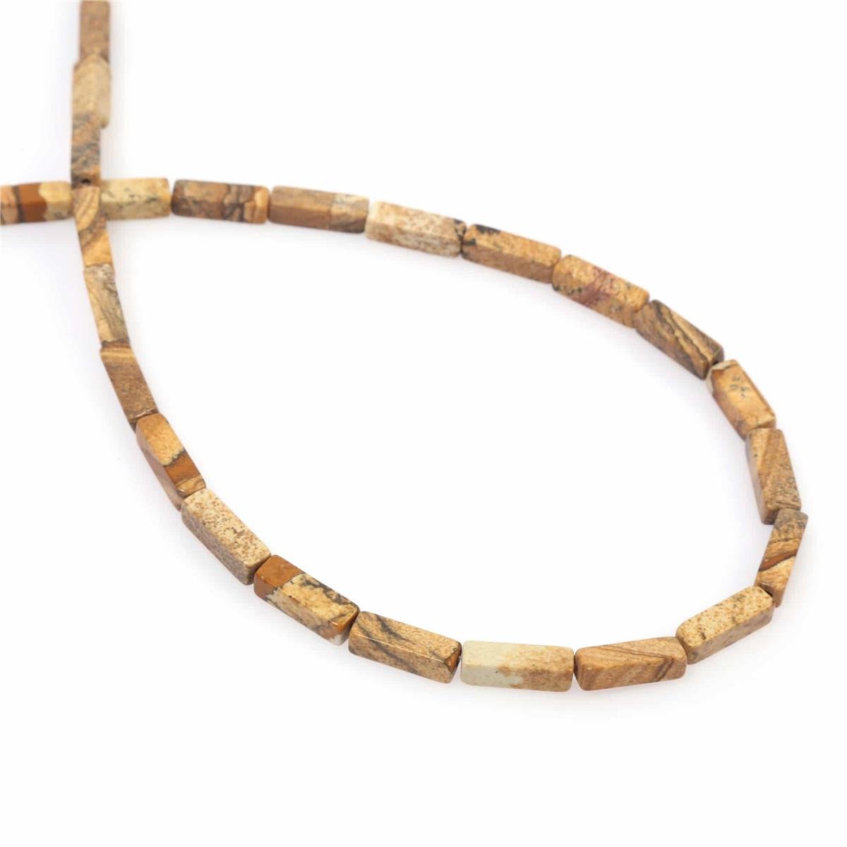 Ağaç Jasper Taşı Parlak Kahverengi Dikdörtgen Kesim 4x13mm Dizi [AA]