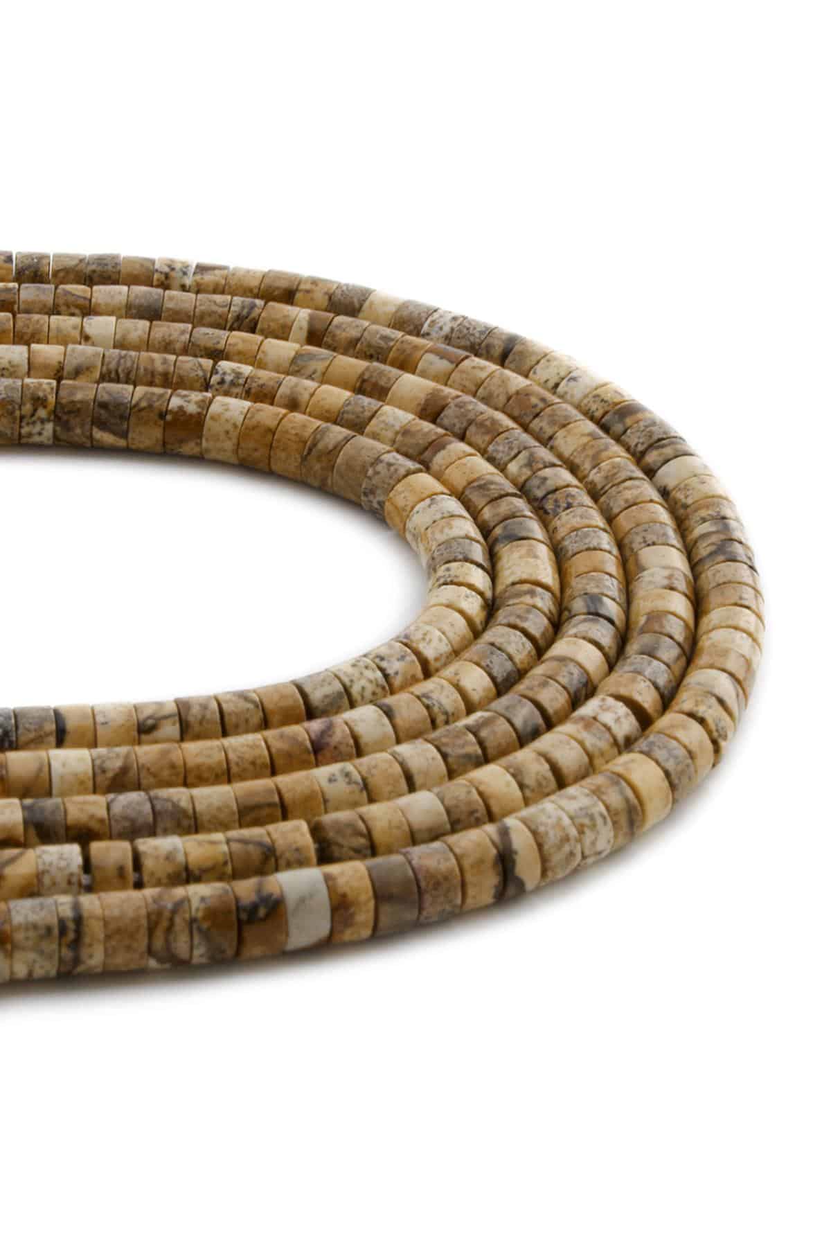 Ağaç Jasper Doğal Taş Parlak Kahverengi Dore Kesim 4x2mm Dizi [AA]