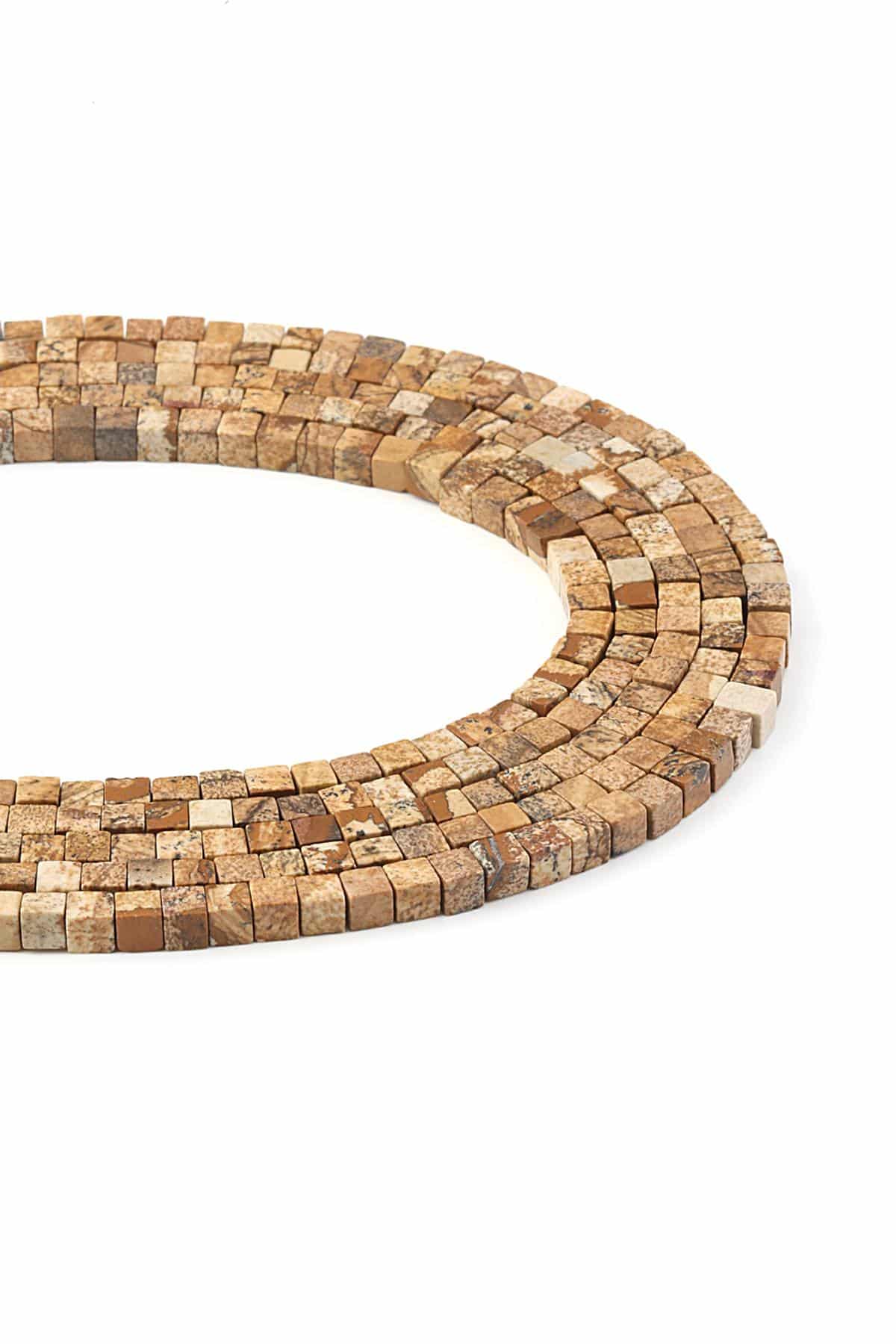 Ağaç Jasper Doğal Taş Parlak Açık Kahverengi Küp Kesim 4x4mm Dizi [AA]