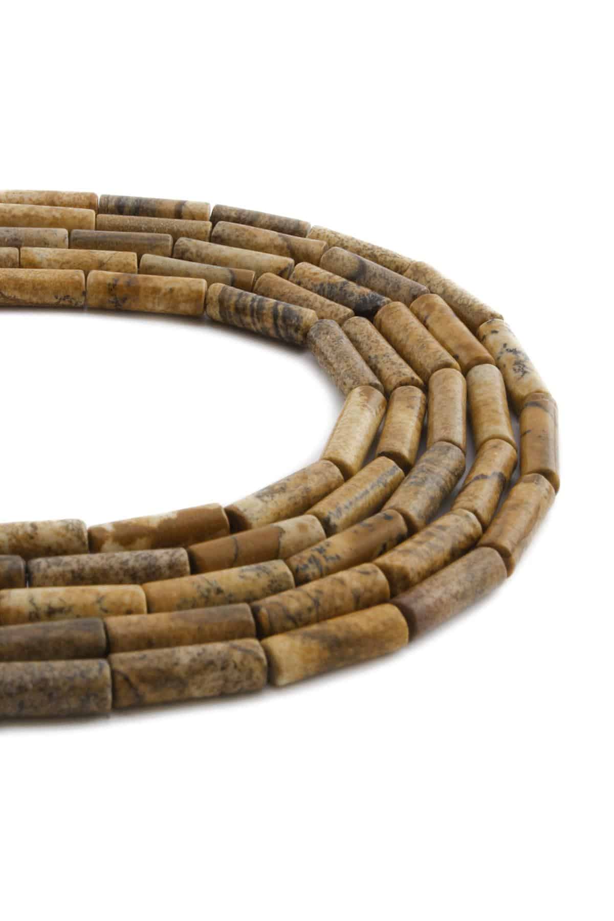 Ağaç Jasper Doğal Taş Parlak Silindir Kesim 4x13mm Dizi