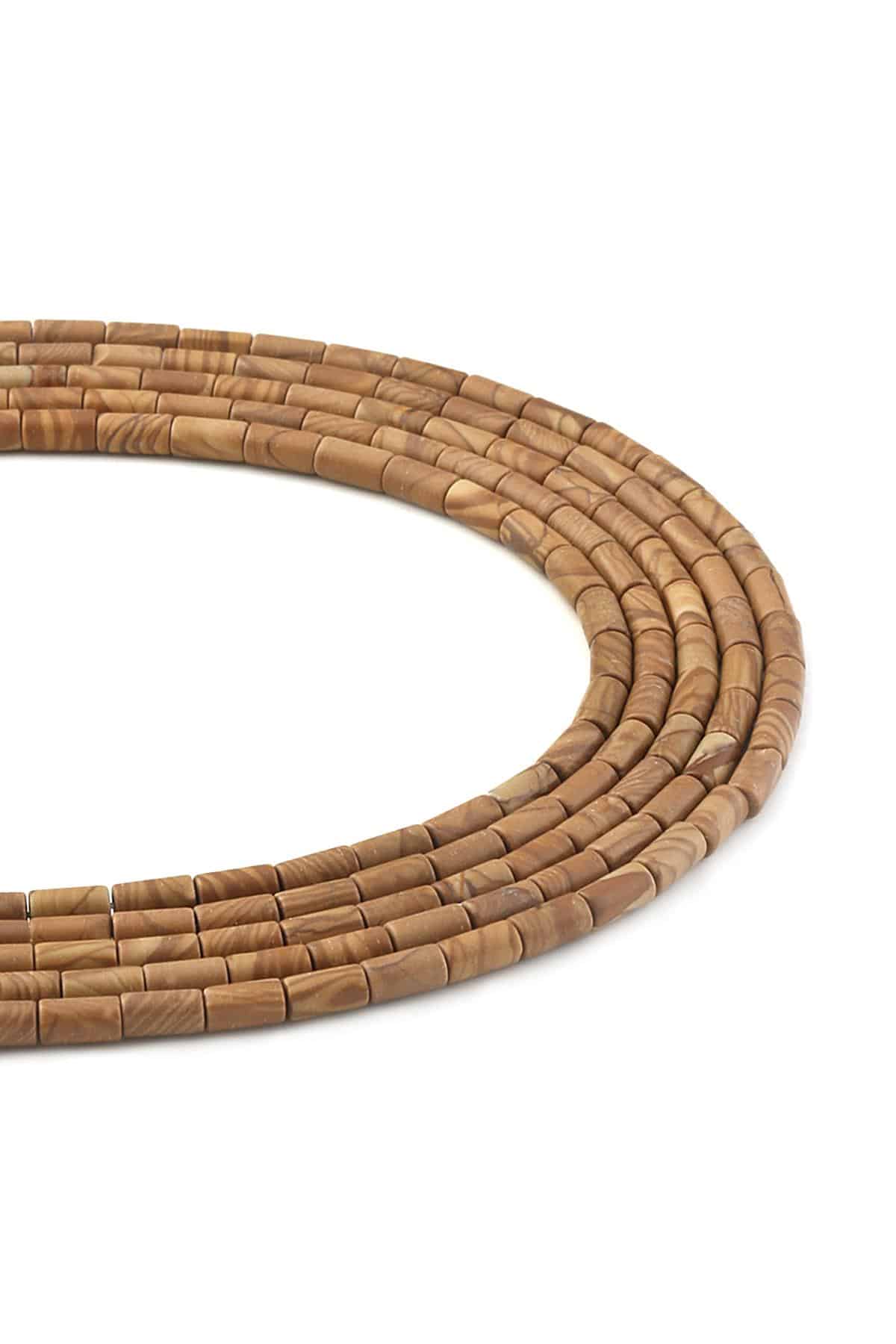 Ağaç Jasper Doğal Taş Parlak Silindir Kesim 3x6mm Dizi [AA]