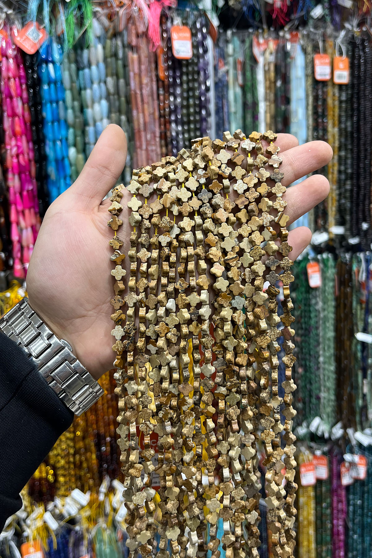 Ağaç Jasper Doğal Taş Yonca Kesim Kesim 8mm Dizi