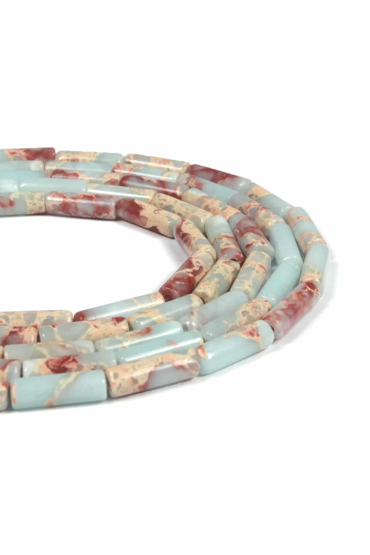 Agalmatolite Doğal Taş Parlak Açık Mavi Silindir Kesim 4x13mm Dizi