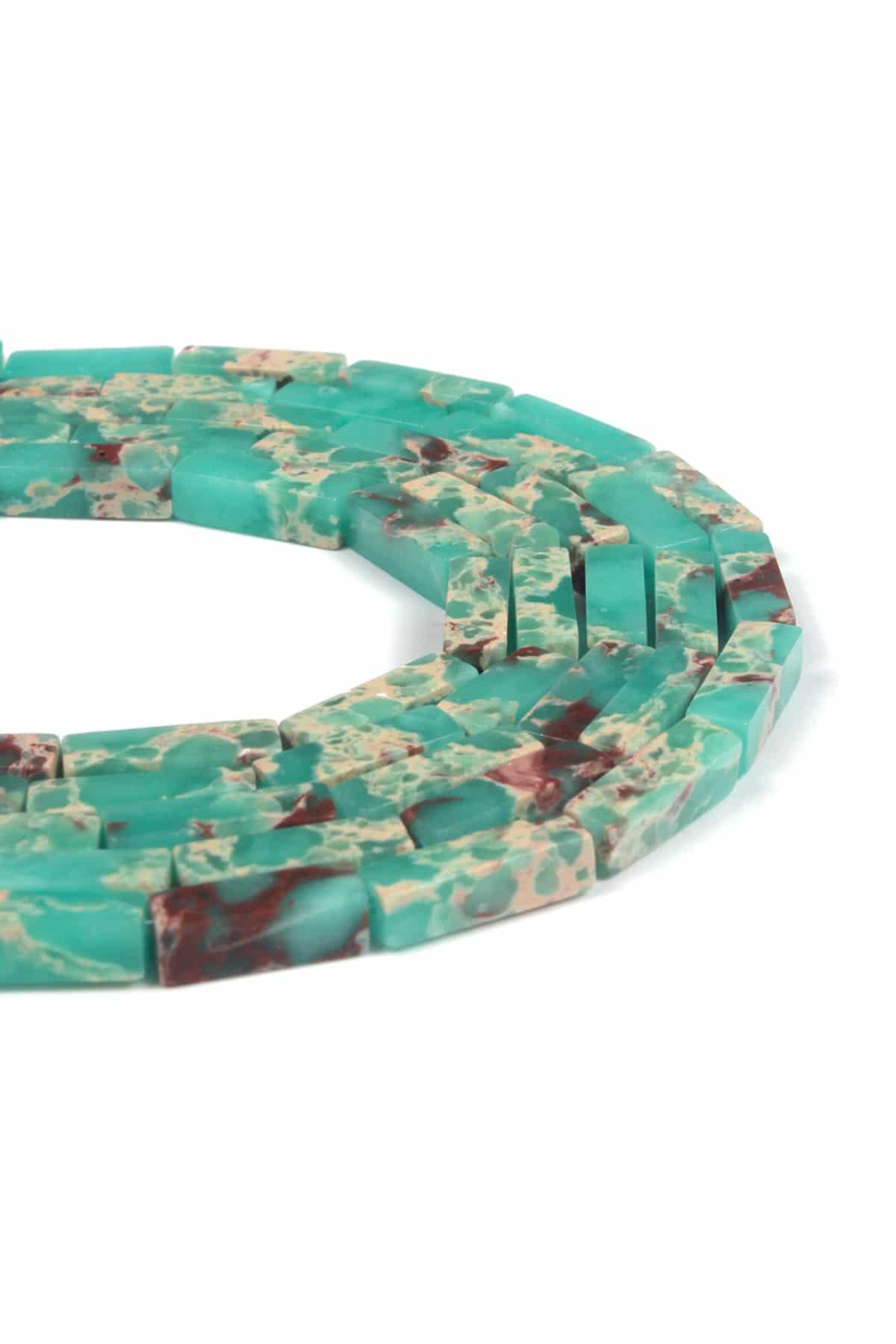 Agalmatolite Taşı Parlak Su Yeşili Dikdörtgen Kesim 4x13mm Dizi