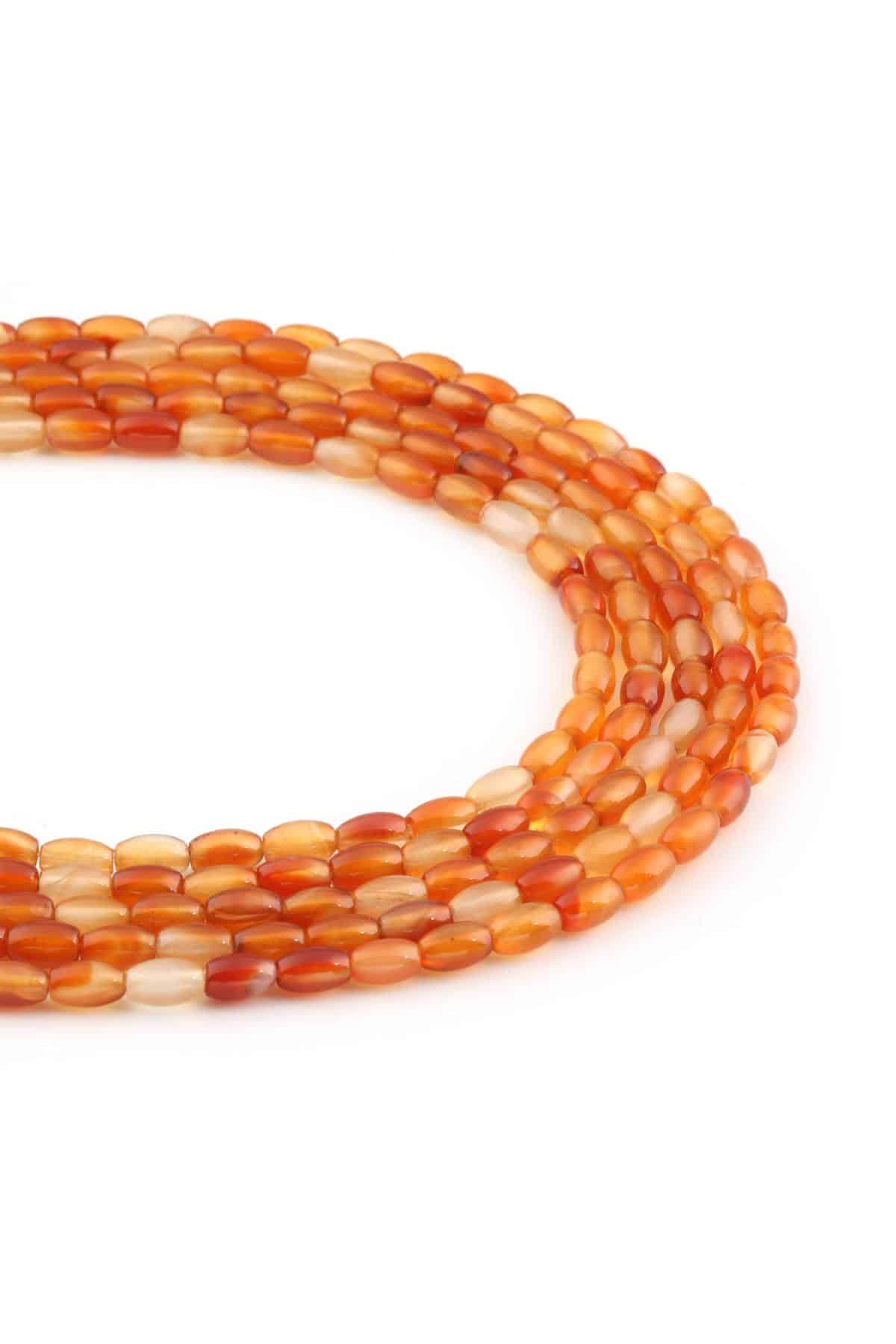 Agate Natural Stone Barley Cut 4x6mm String Of Beads