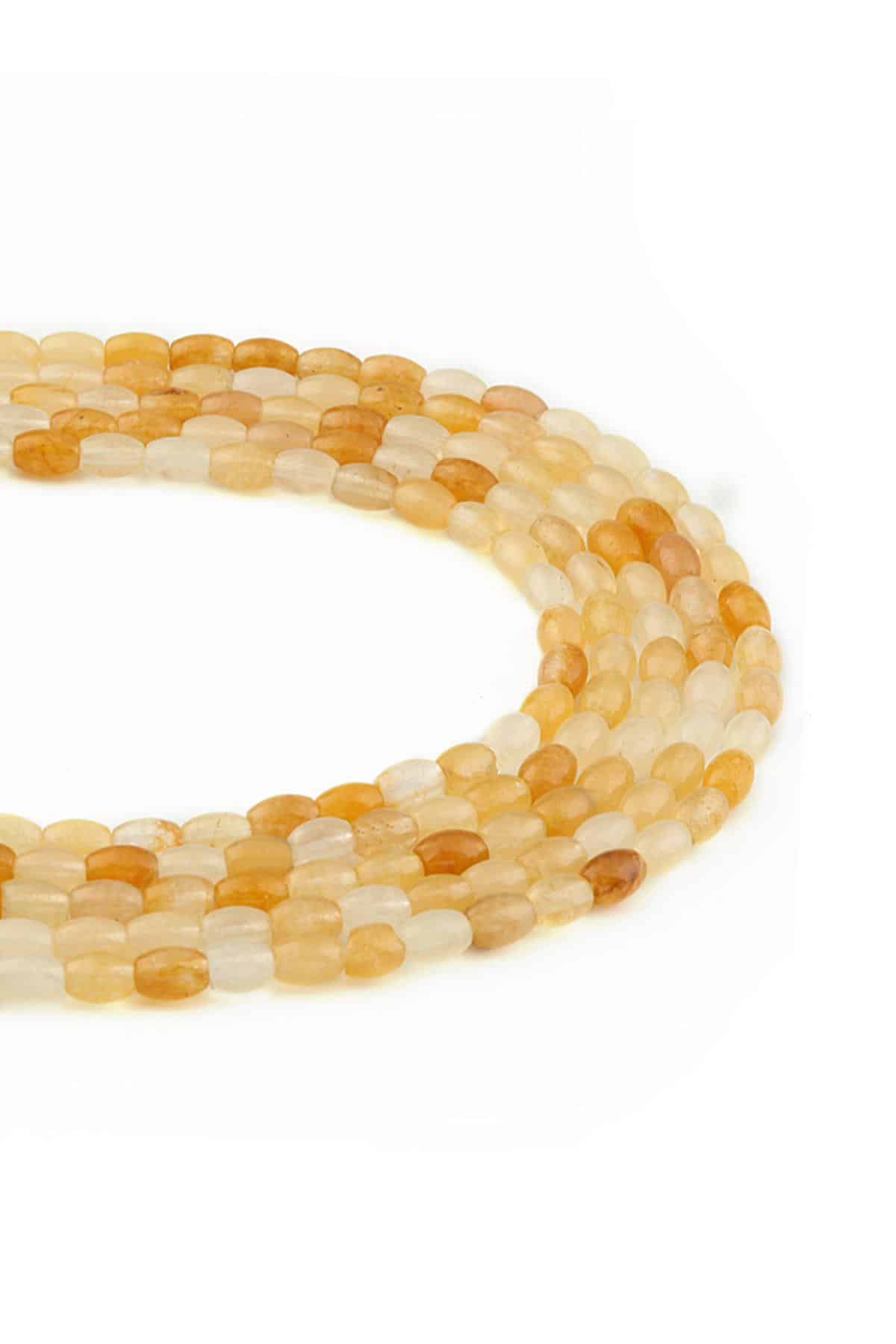 Agate Natural Stone Barley Cut 4x6mm String Of Beads