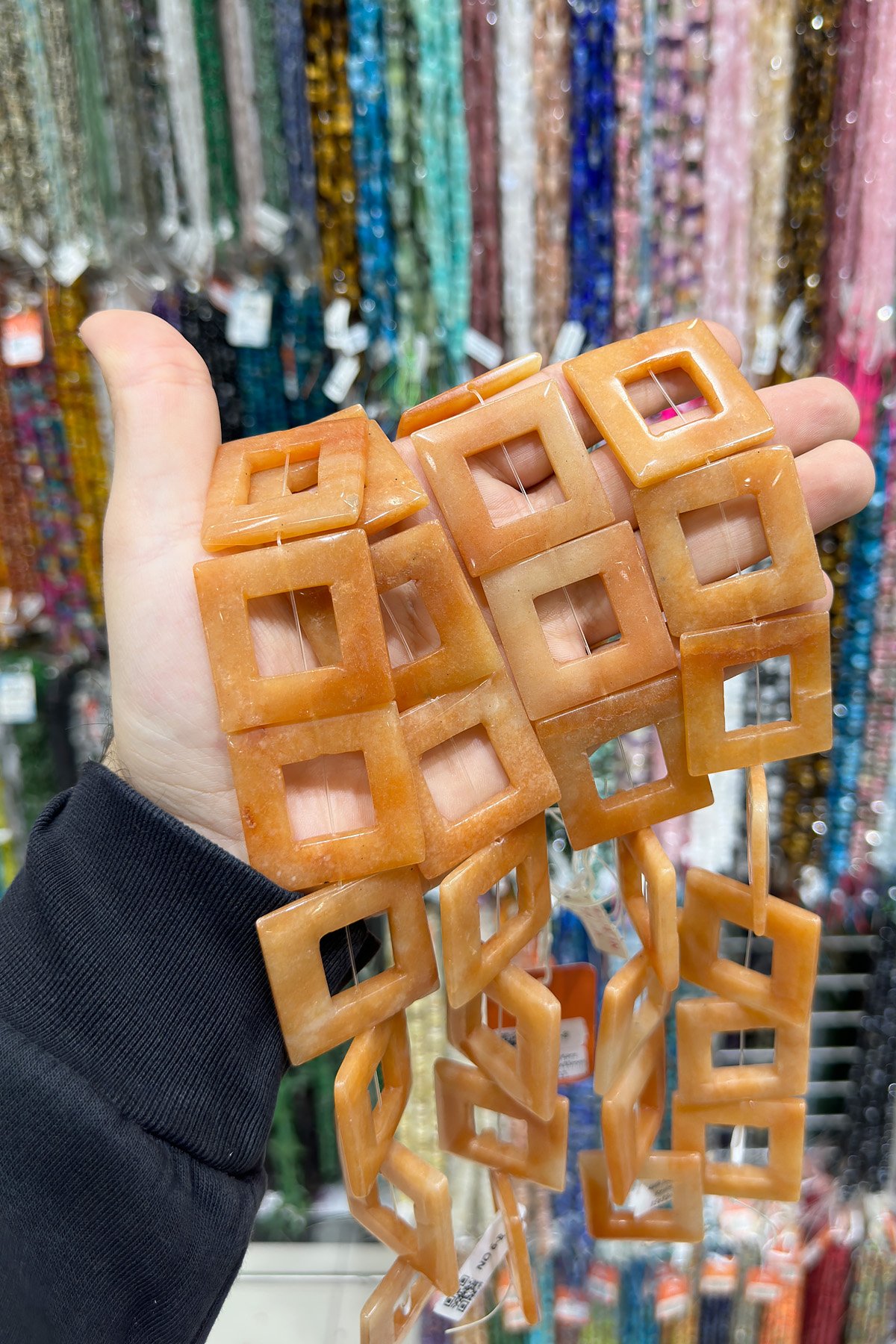 Akik Doğal Taş Kare Kesim Delikli 35x35mm Dizi