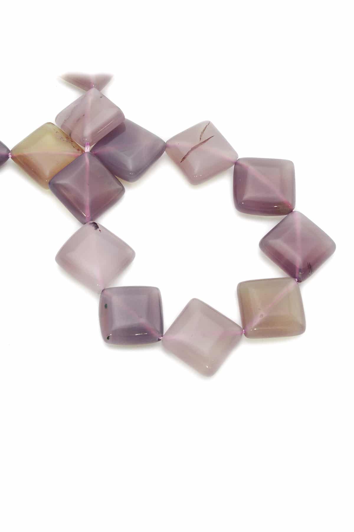 Agate Natural Stone Square Cut String Of Beads