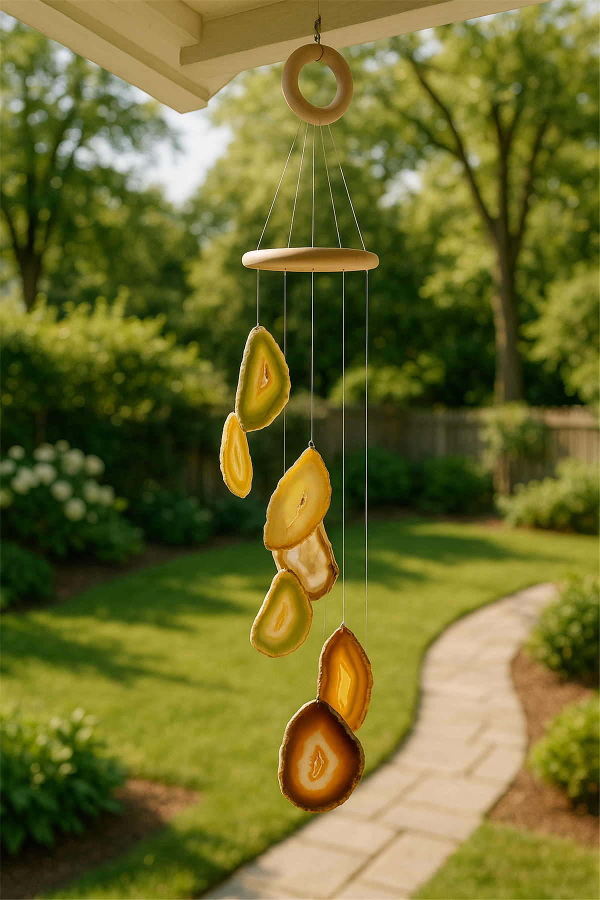 Akik Doğal Taş Karışık Rüzgar Çanı