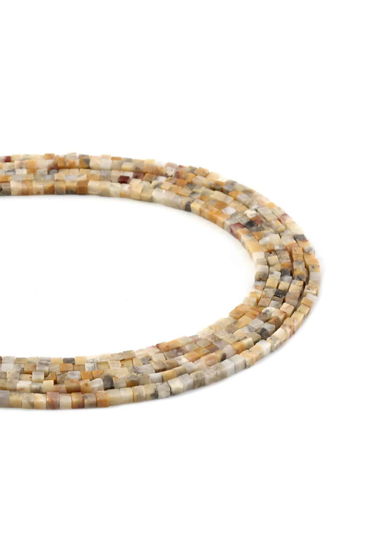 Agate Natural Stone Cube Cut 2x2mm String Of Beads