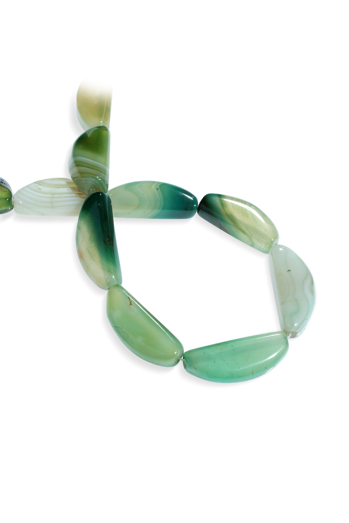 Akik Doğal Taş Parlak Açık Yeşil Amorf Kesim 15x40mm Dizi