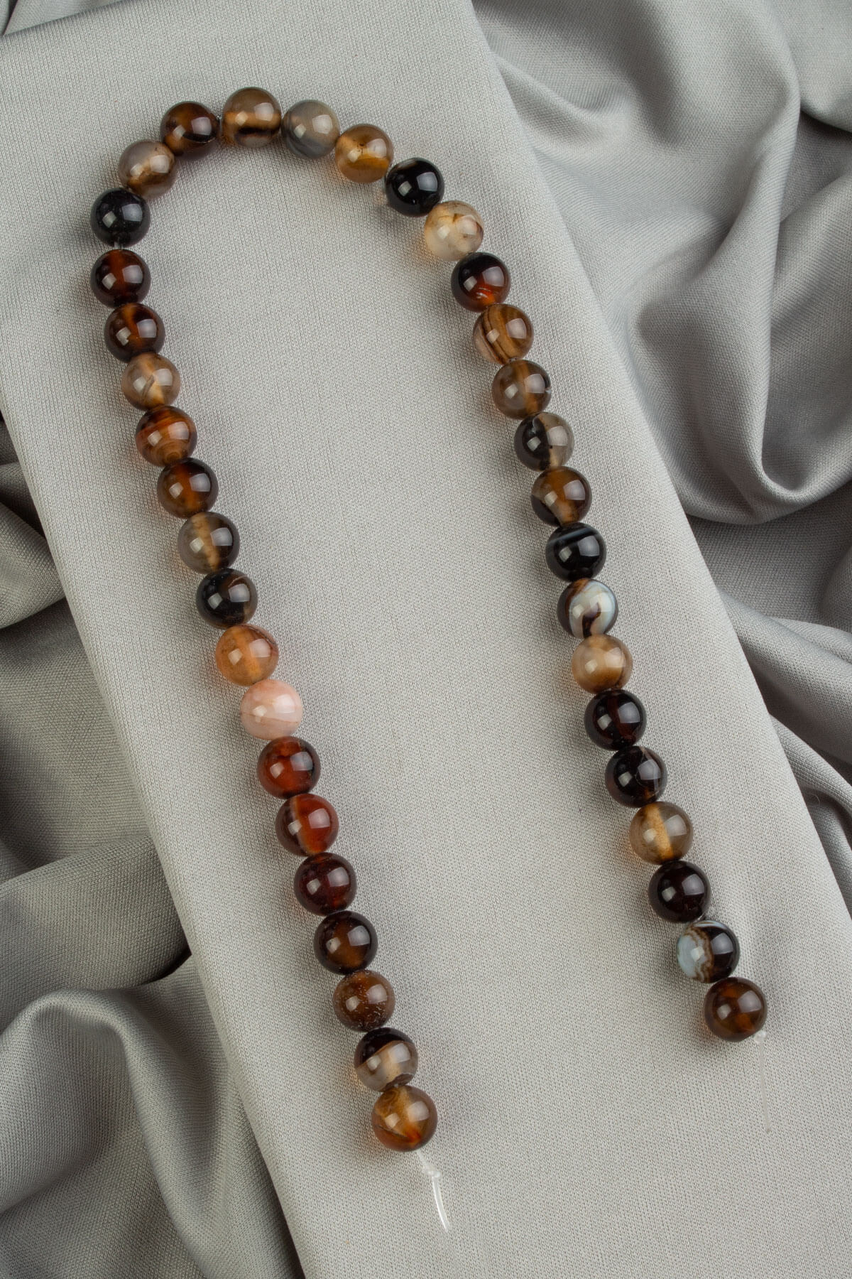 Agate Natural Stone Shiny Brown Globe Cut 10mm String Of Beads