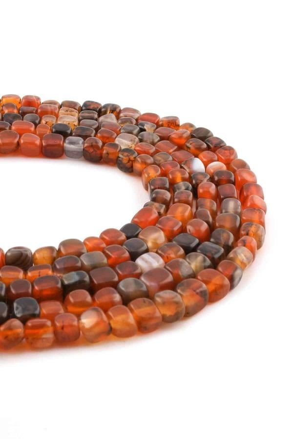 Akik Doğal Taş Parlak Kızıl Küp Kesim 6x6mm Dizi [AA]