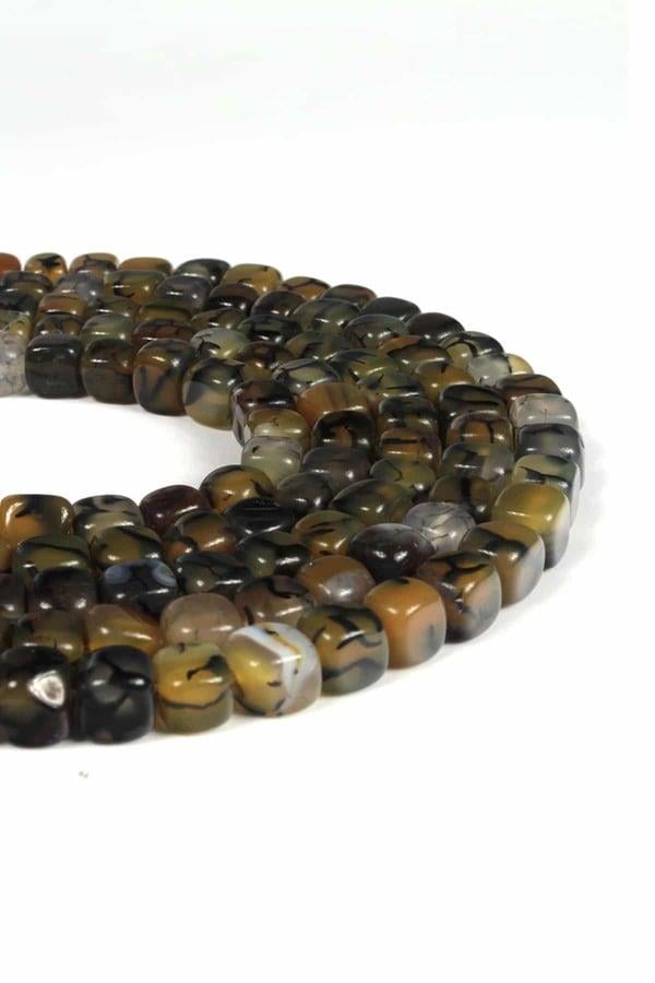 Akik Doğal Taş Parlak Küp Kesim 8x8mm Dizi [AA]