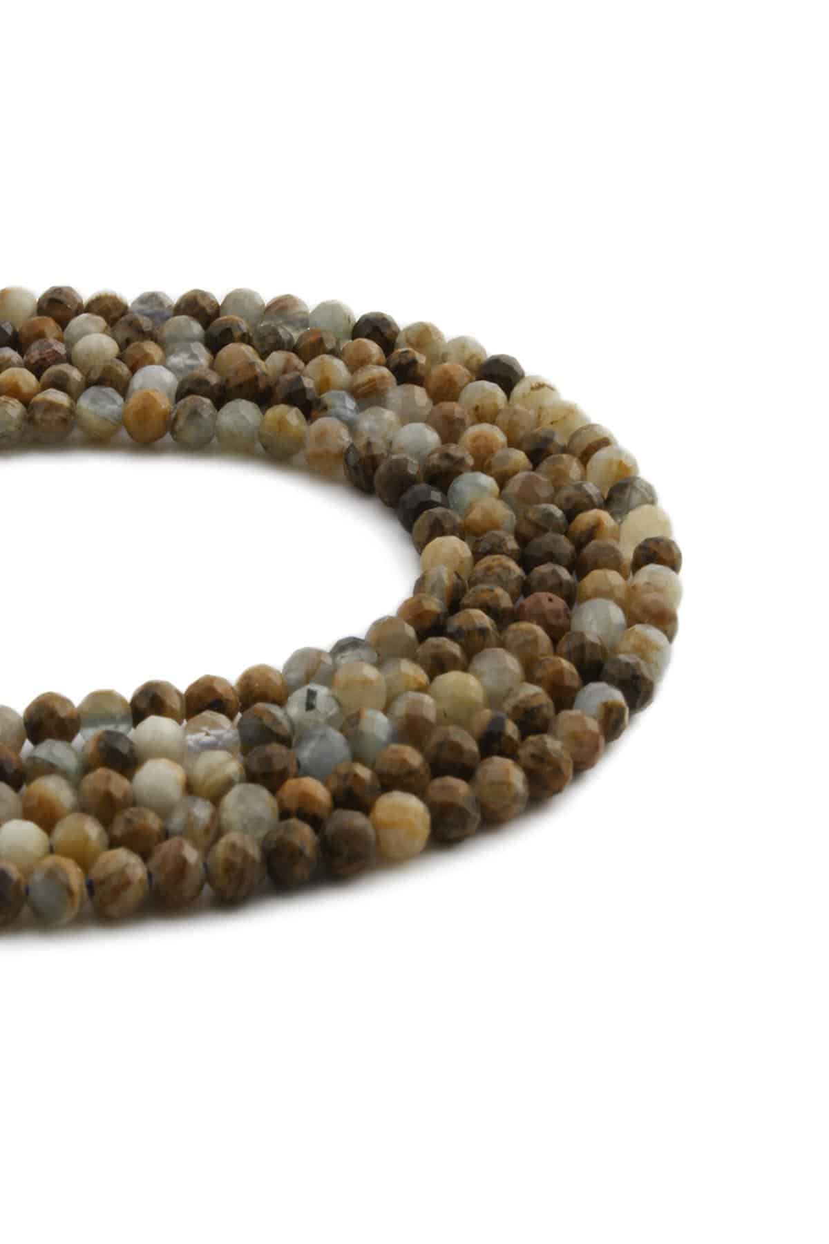 Agate Natural Stone Shiny Globe Crystal Cut 4mm String Of Beads