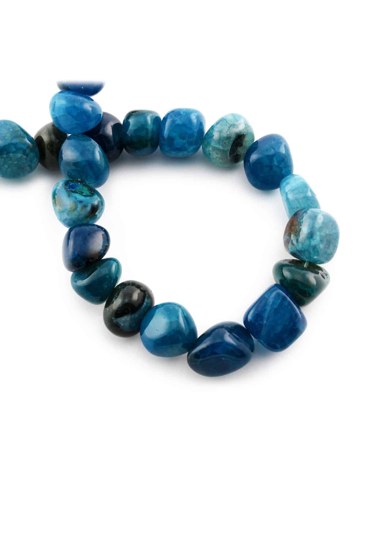 Agate Natural Stone Shiny Blue Tumbler Cut 8x11mm String Of Beads