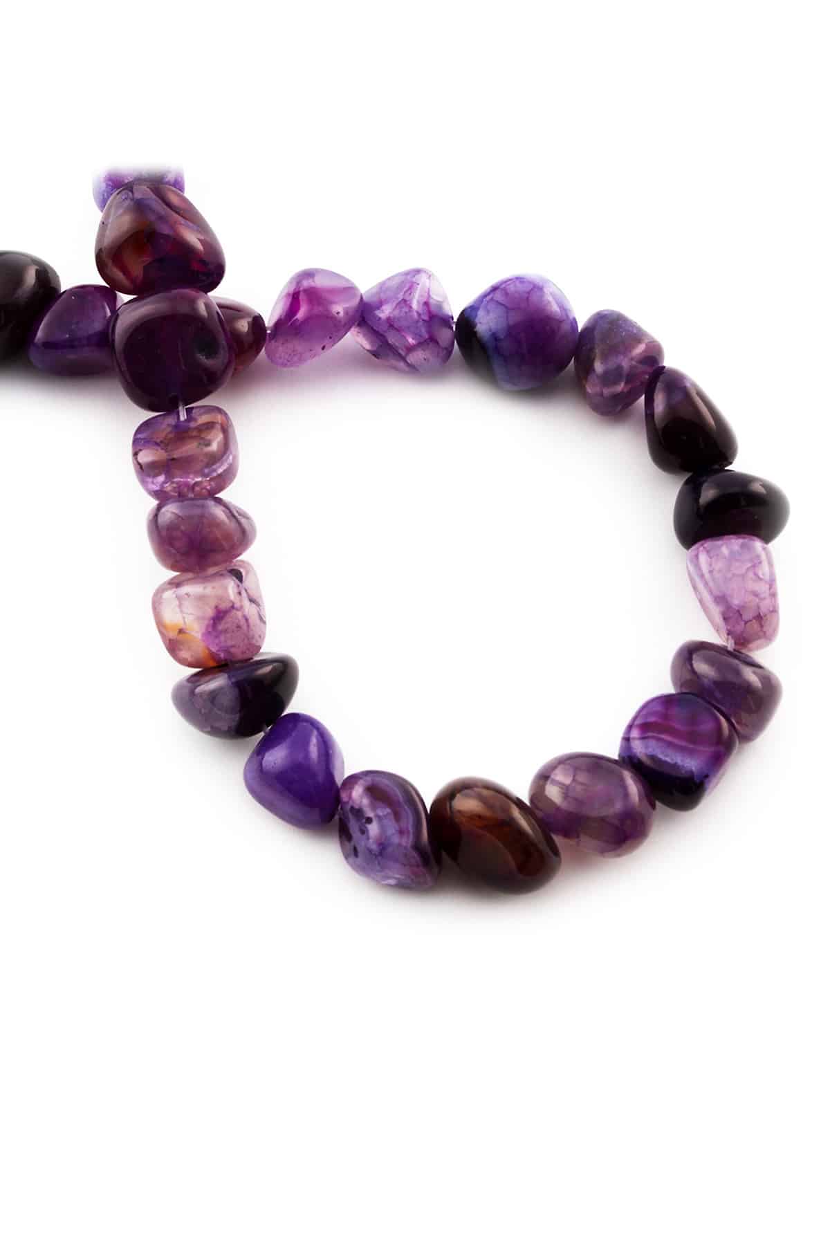 Agate Natural Stone Shiny Purple Tumbler Cut 8x11mm String Of Beads