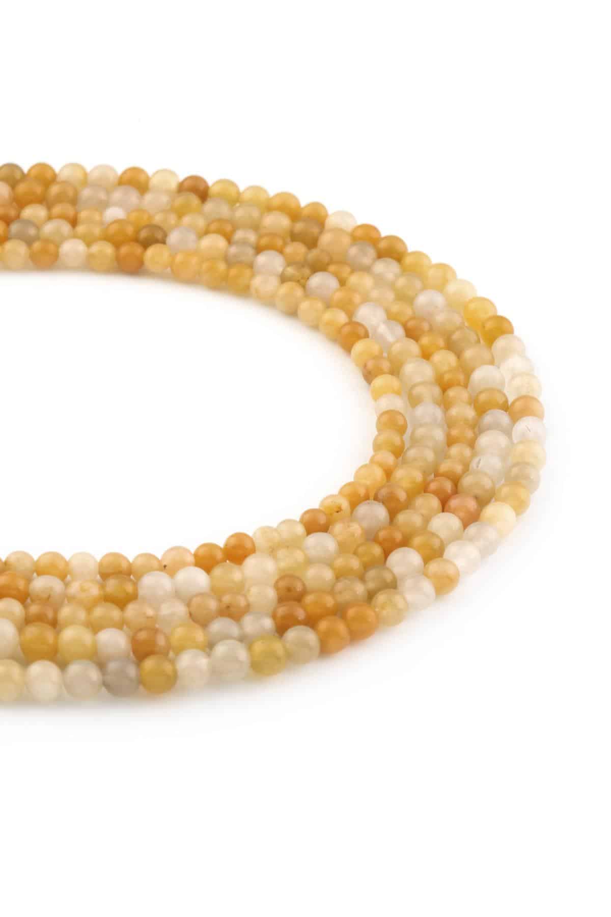 Agate Natural Stone Shiny Yellow 4mm String Of Beads
