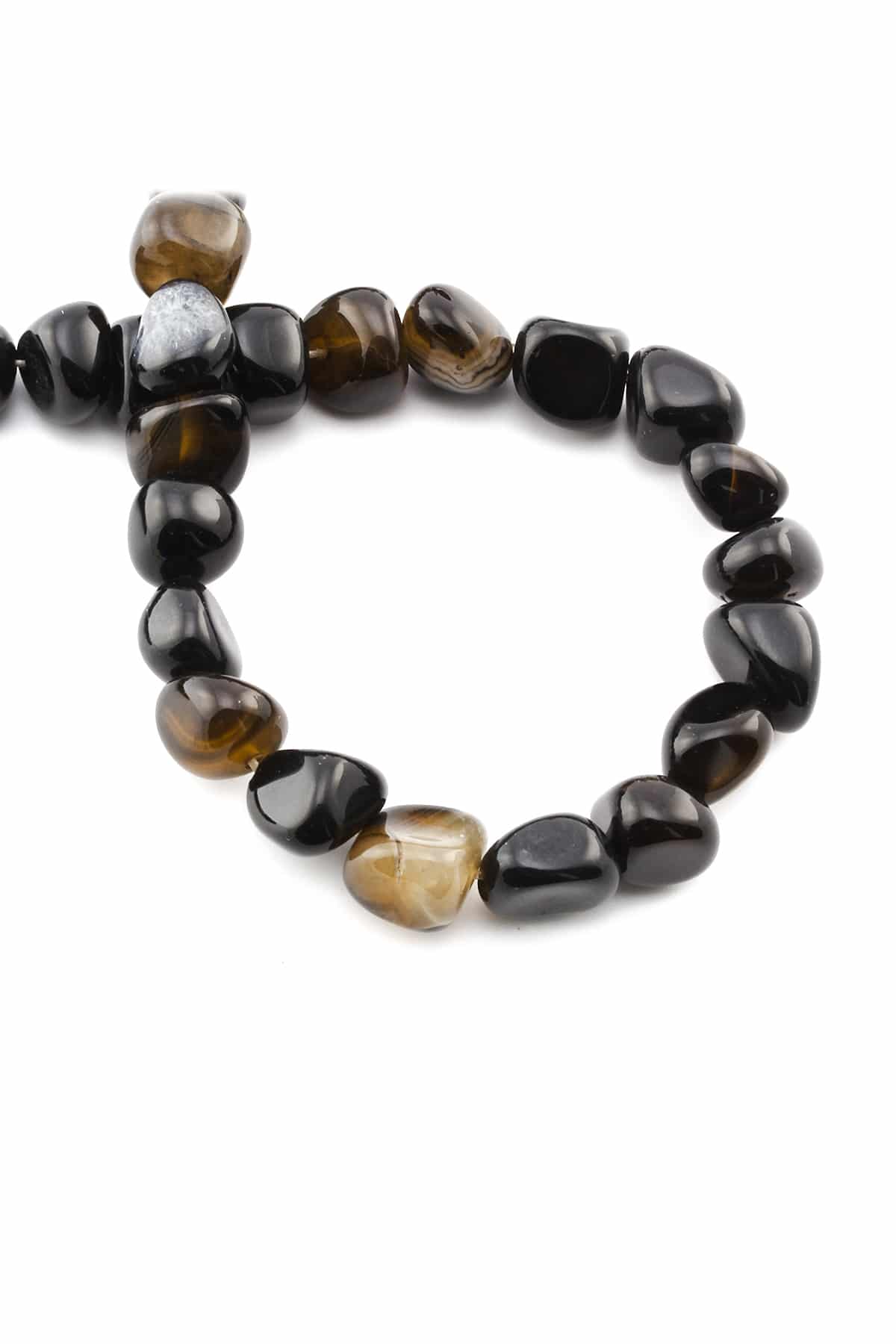 Agate Natural Stone Shiny Black Tumbler Cut 8x11mm String Of Beads