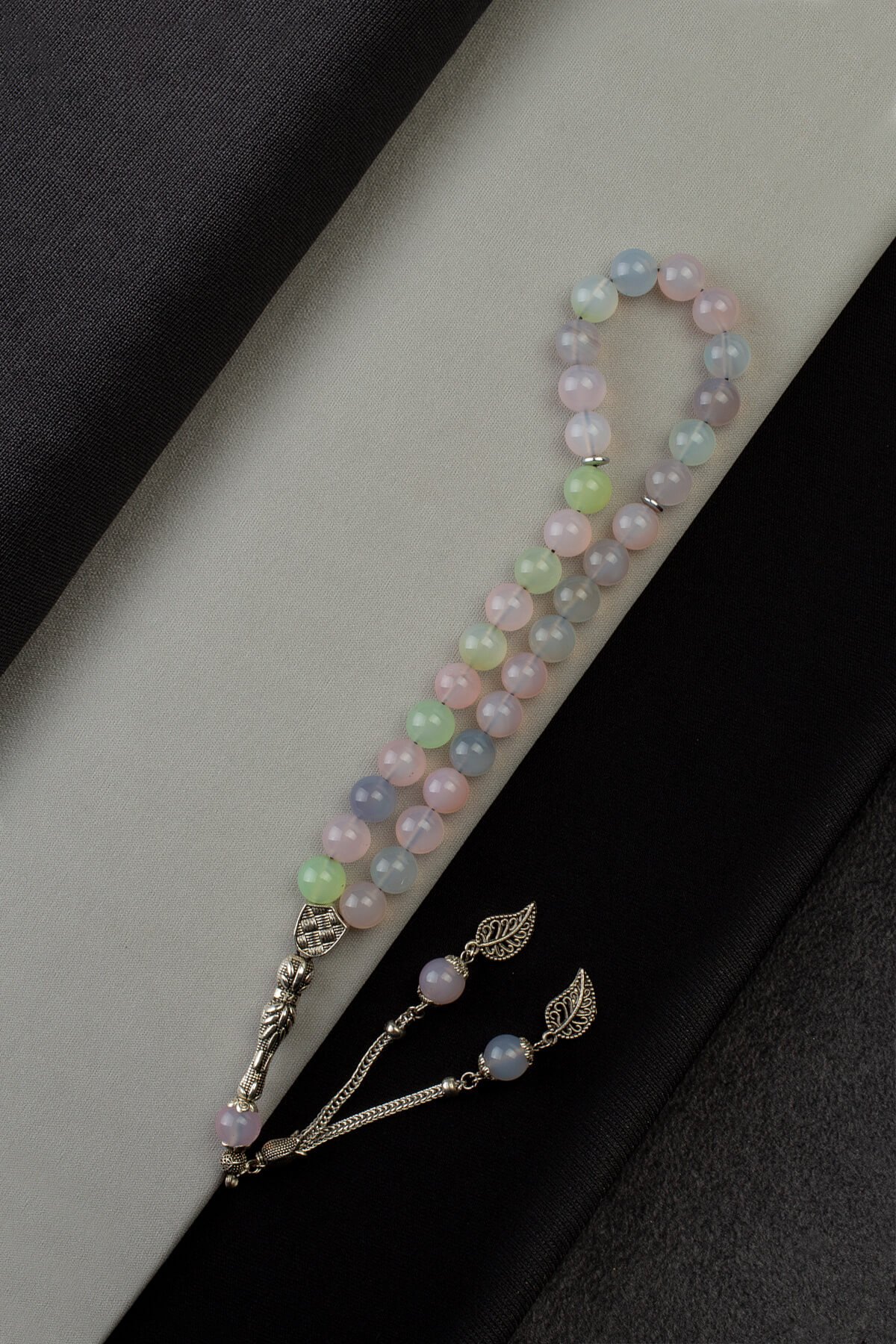 Akik Doğal Taş Pembe Küre Kesim 33 lu 10mm Tesbih