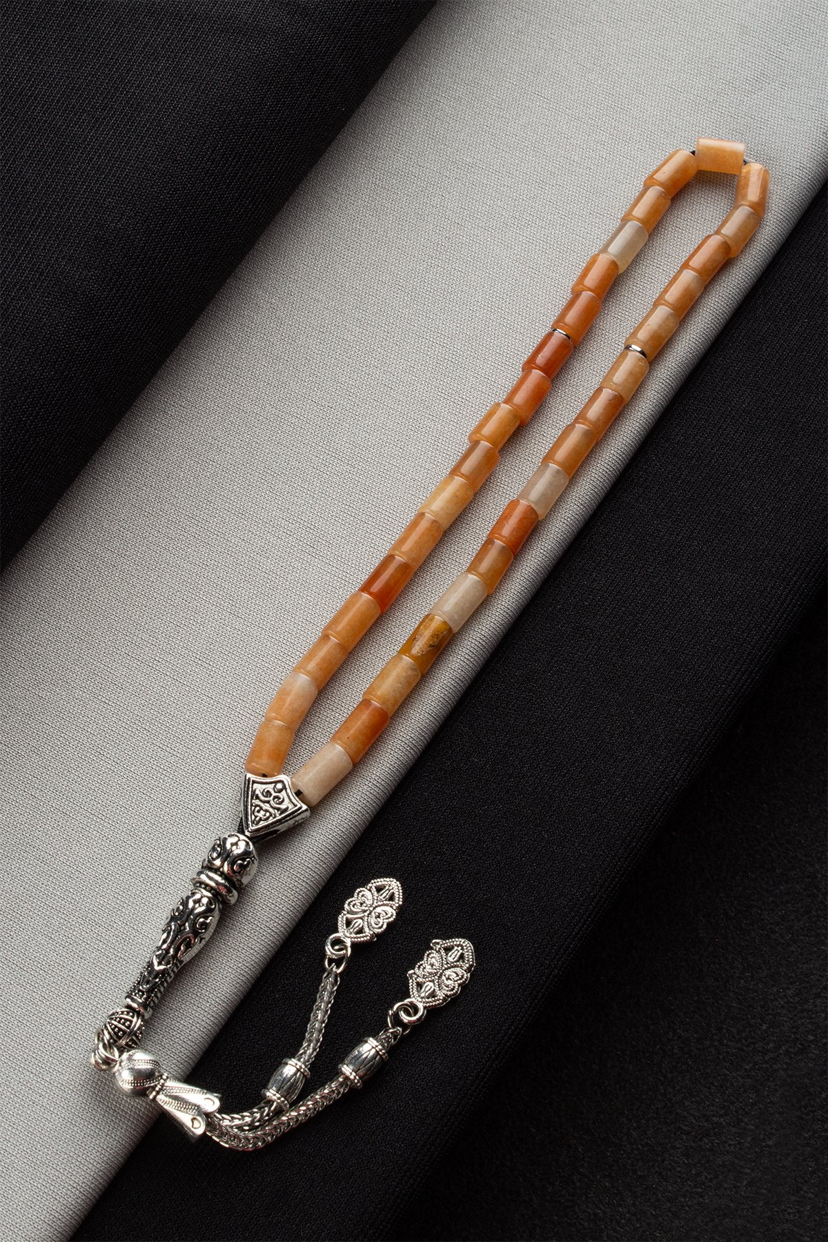 Akik Doğal Taş Silindir Kesim Turuncu 5x8mm 33lü Tesbih