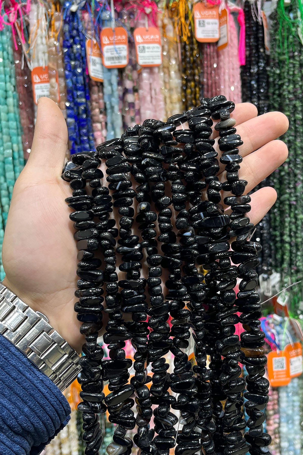 Akik Doğal Taş Siyah Diş Kesim Dizi