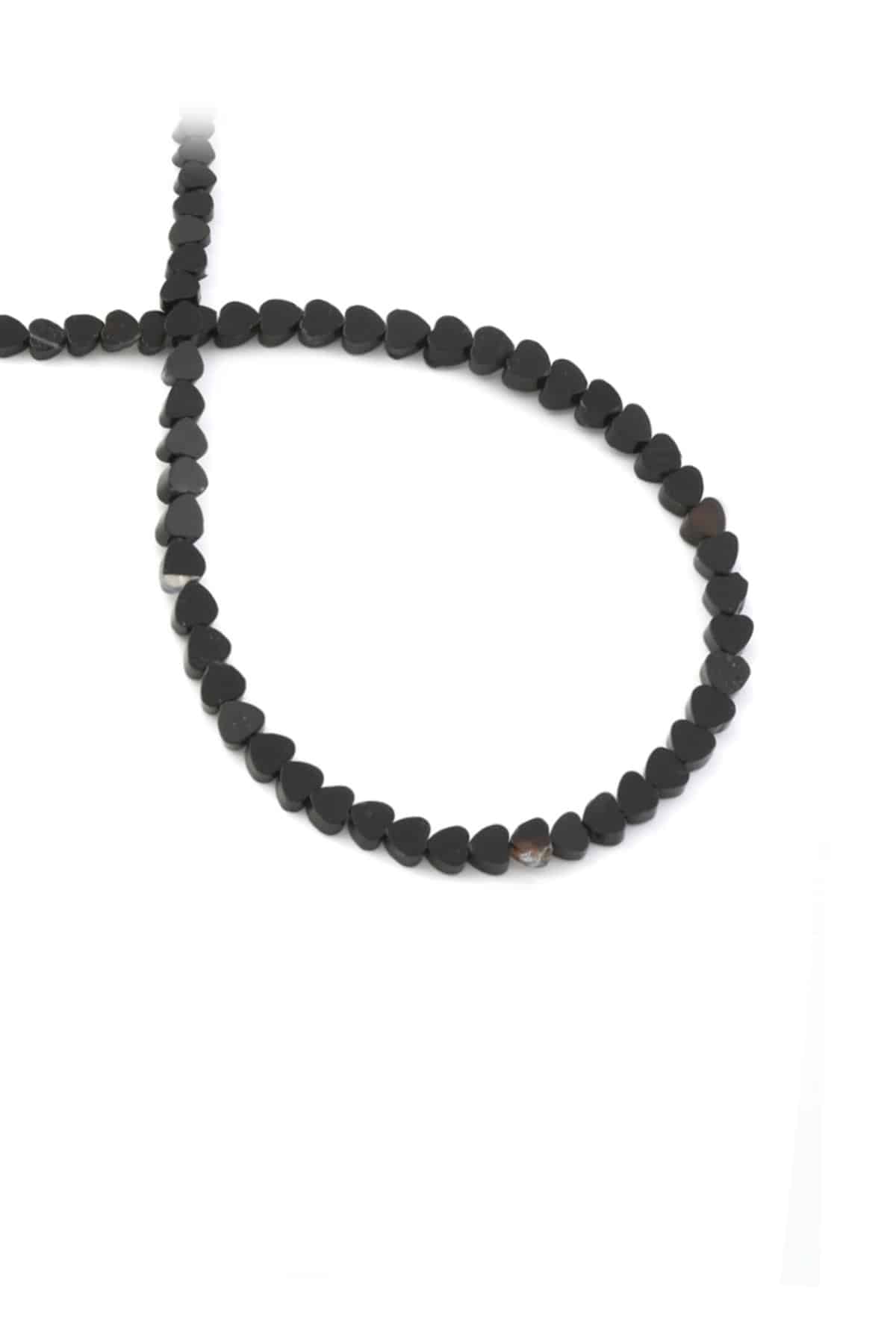 Agate Natural Stone Black Heart Cut 4mm String Of Beads