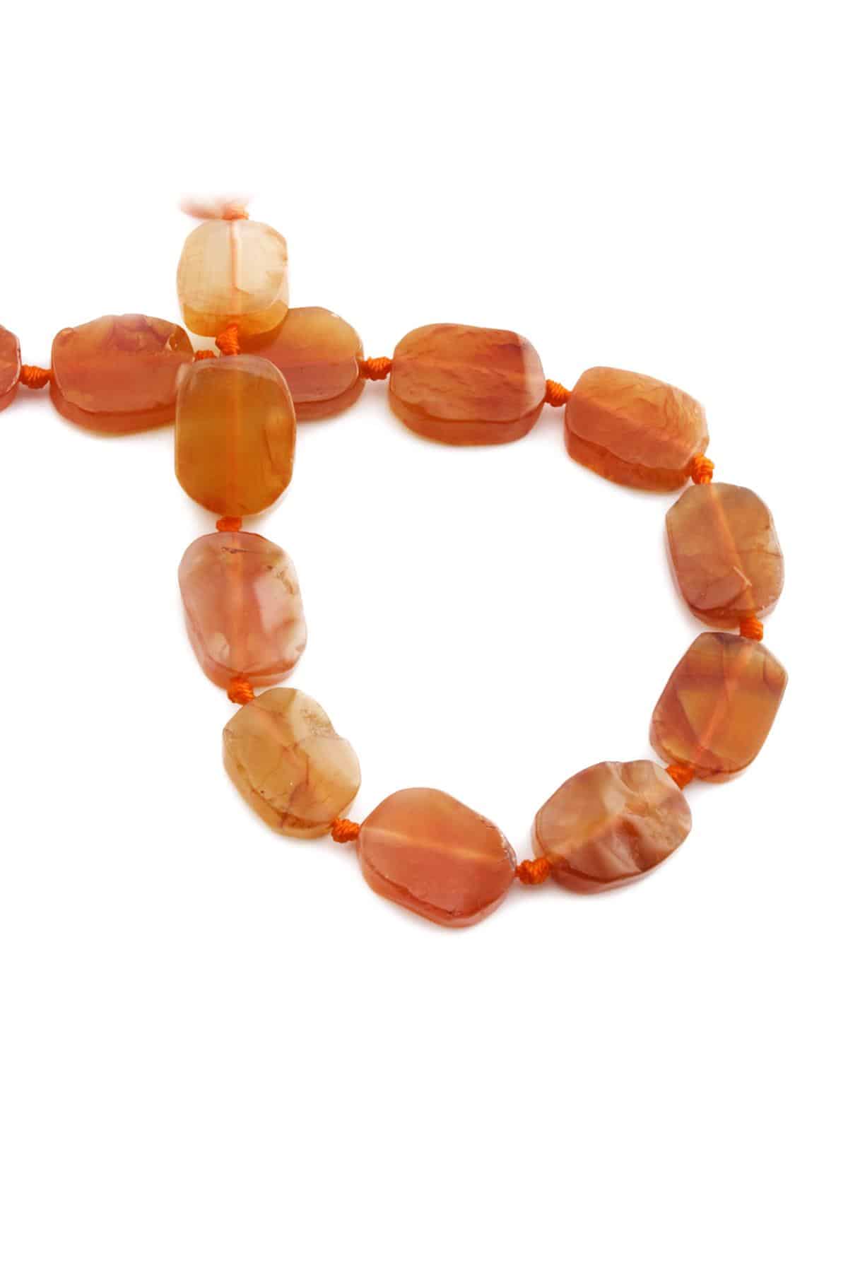 Agate Natural Stone Orange Oval Cut 12x15mm String Of Beads