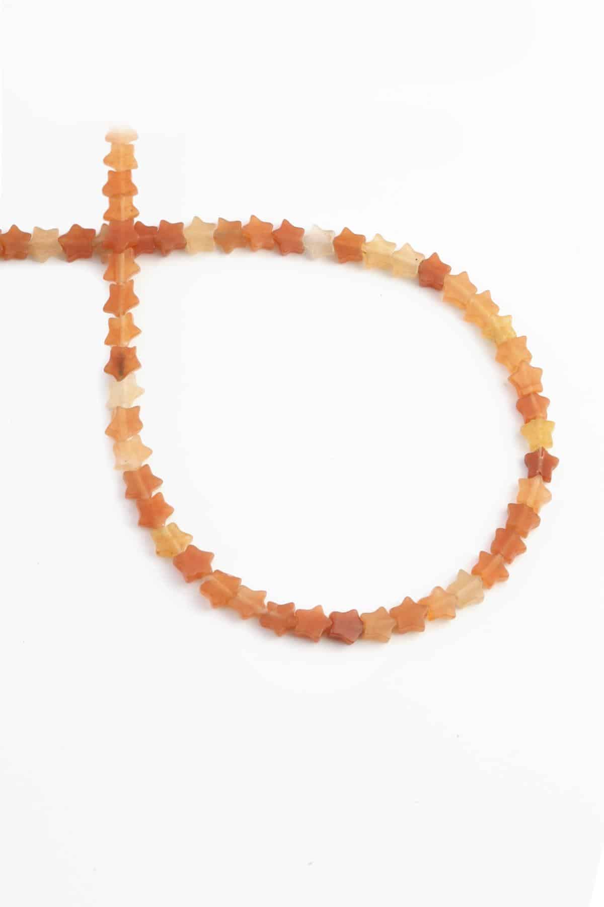 Agate Natural Stone Orange Star Cut 6mm String Of Beads