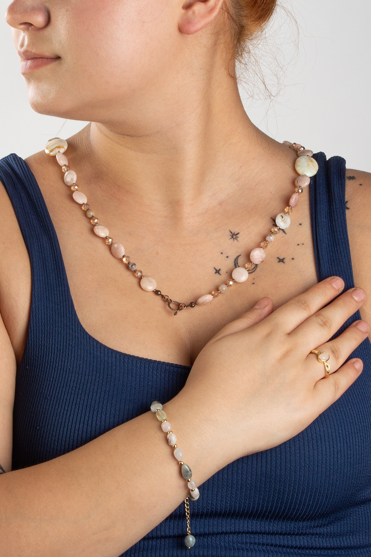 Akik Doğal Taşlı 3 lu Hediye Kadın Takı Seti