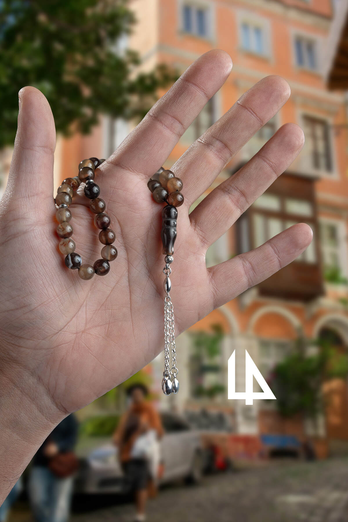 Akik Kahverengi Doğal Taş Küre Kesim 33 lü 8mm Tesbih