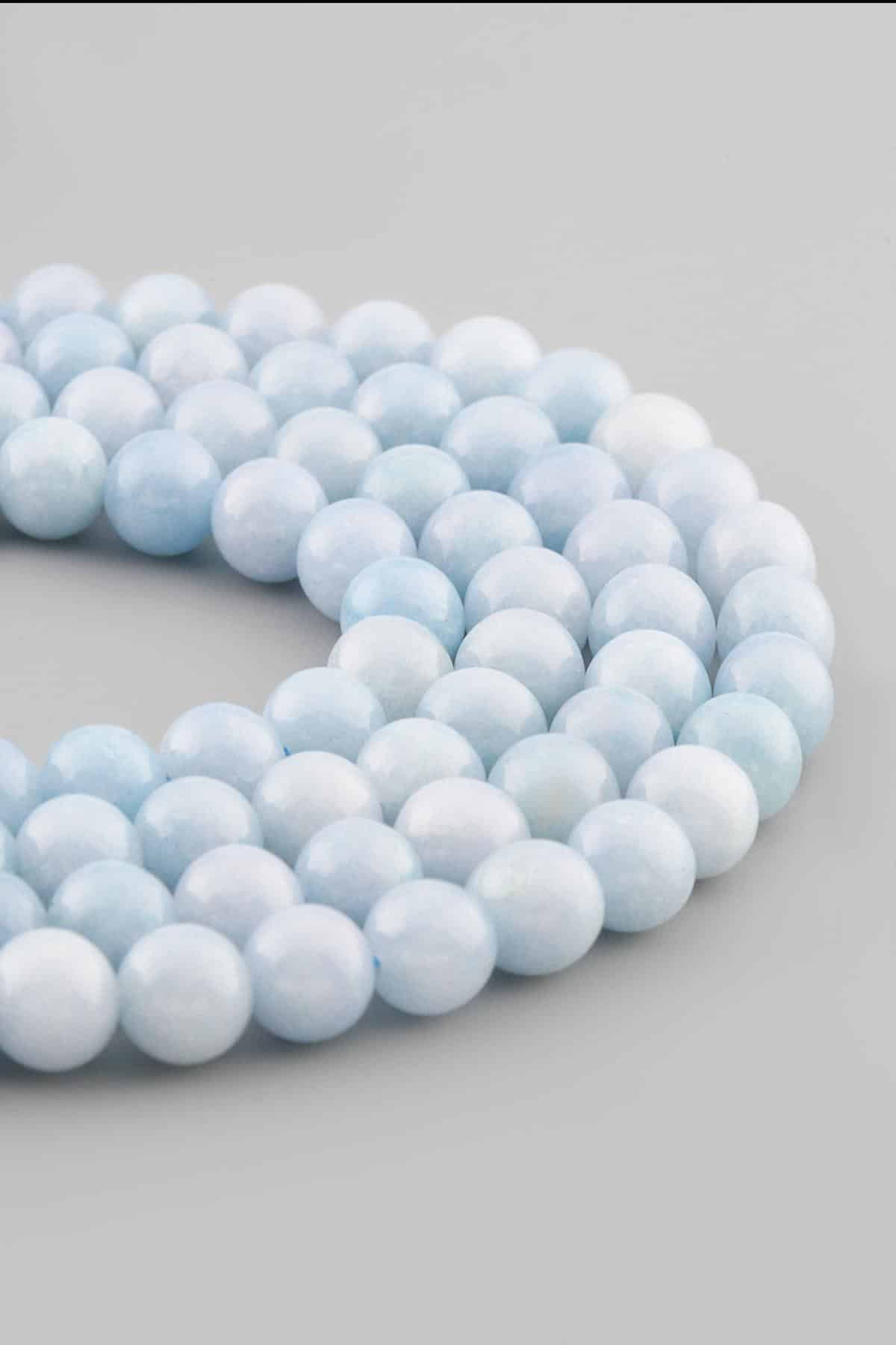 Akuamarin Taşı Parlak Küre Kesim 10mm Dizi [AB+]
