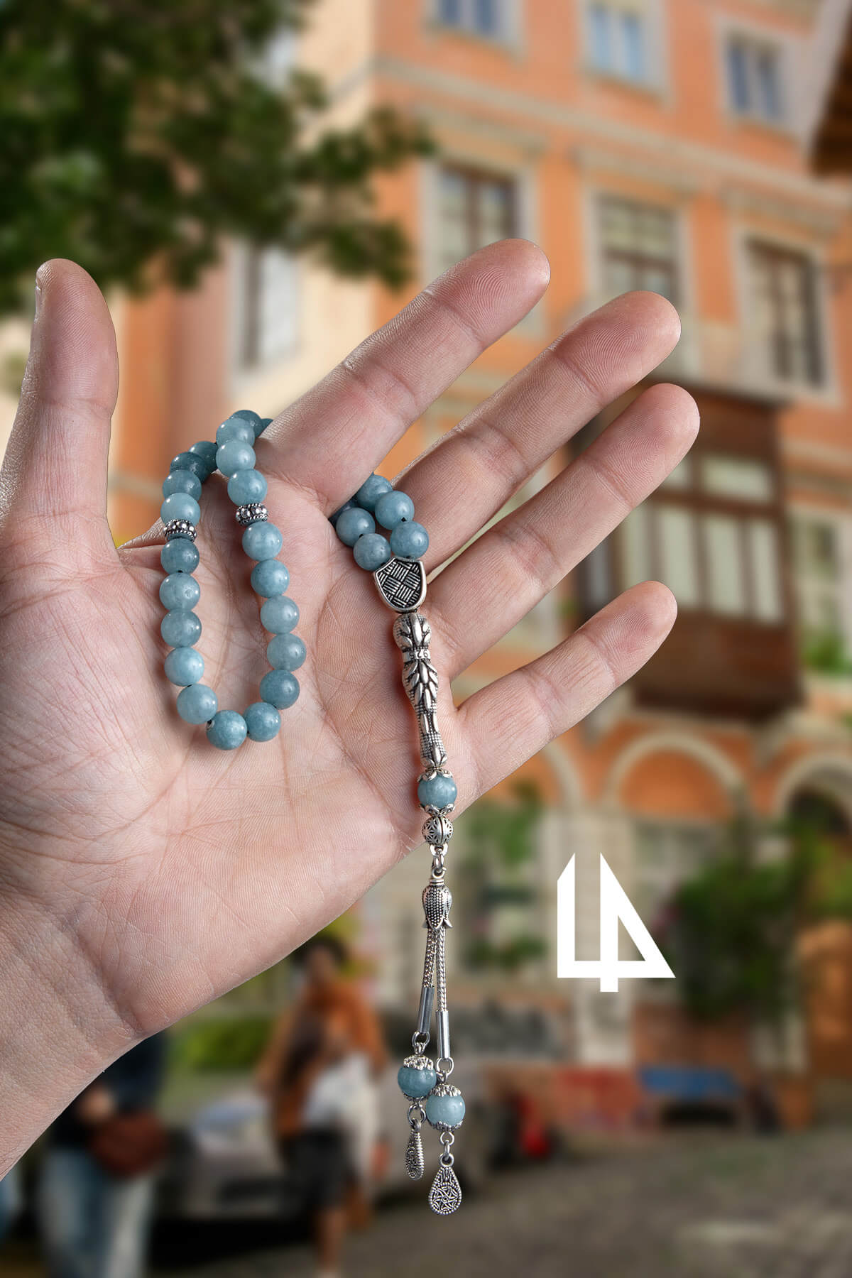 Akuamarin Doğal Taş Küre Kesim 33 lü 8mm Tesbih