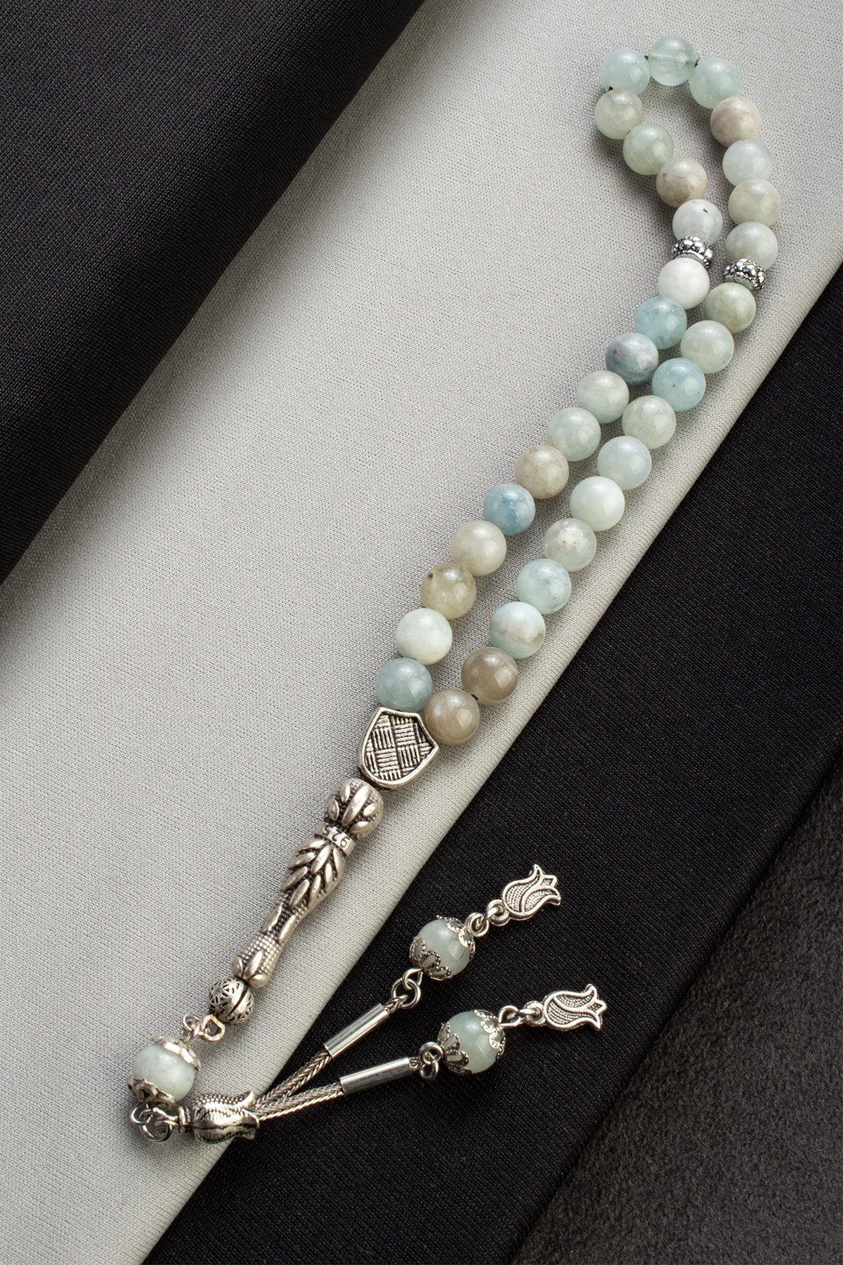 Akuamarin Doğal Taş Küre Kesim 33 lu 8mm Tesbih