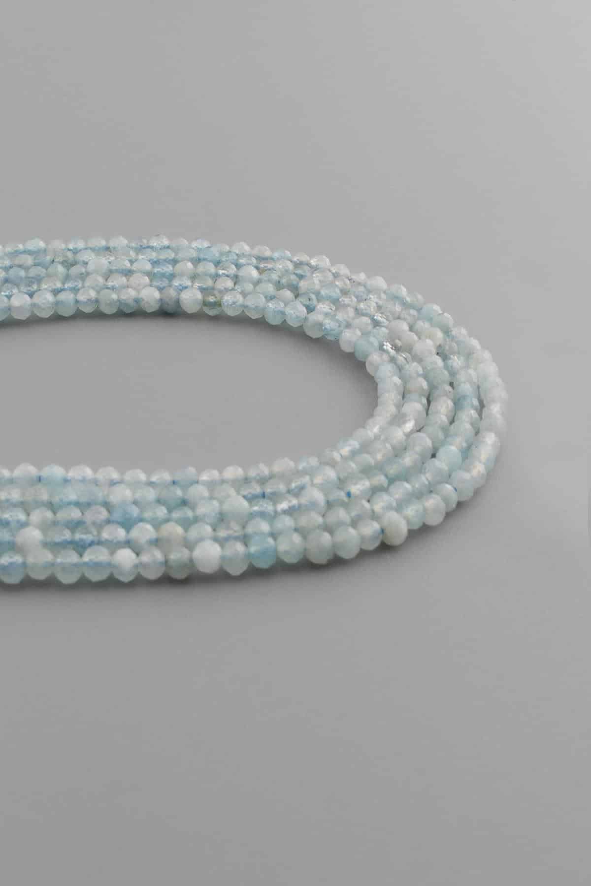 Akuamarin Doğal Taş Parlak Küre Kristal Kesim 3mm Dizi [AA]