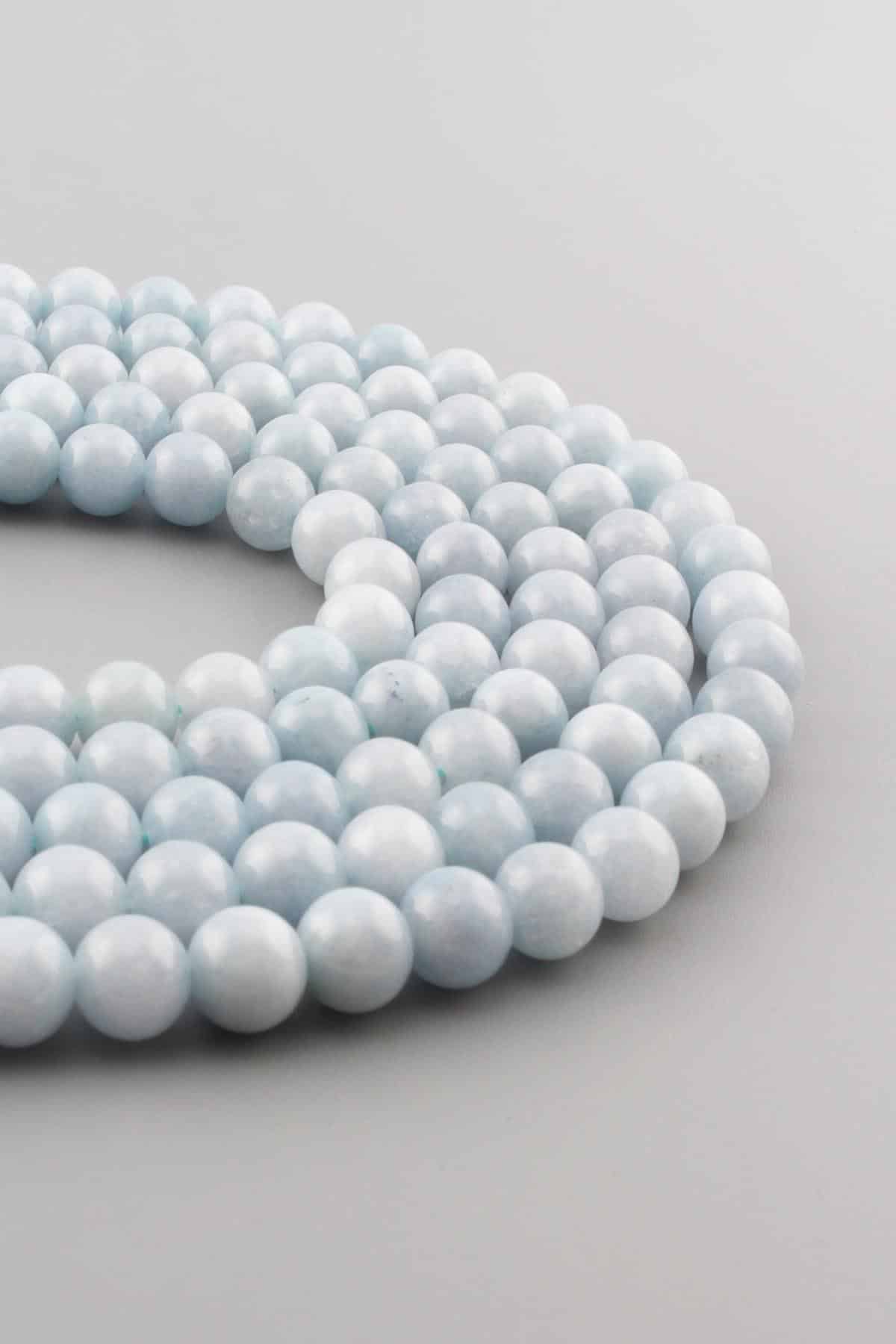 Akuamarin Doğal Taş Parlak Mavi Küre Kesim 8mm Dizi [AA]