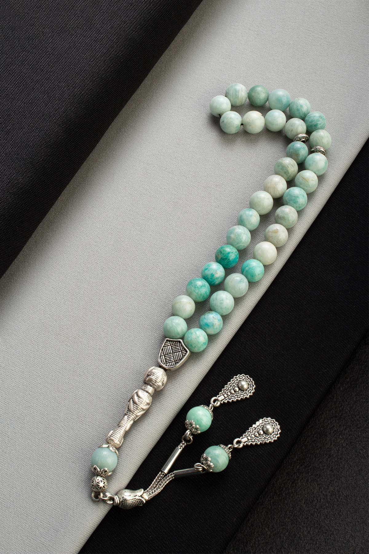 Amazonit Doğal Taş Küre Kesim 33 lu 9mm Tesbih